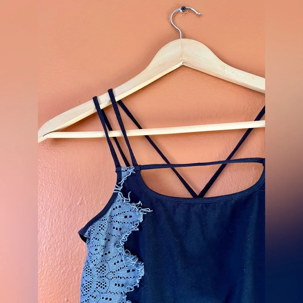 Free People Black Grey Strappy Bodycon Dress, size small - Picture 3 of 6